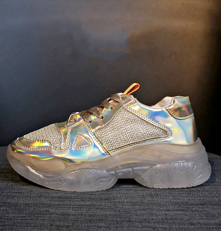

Sneakers Women Summer Breathable Mesh Casual Shoes Female Fashion Glitter Sneaker High Leisure Women Vulcanize Shoe Platform