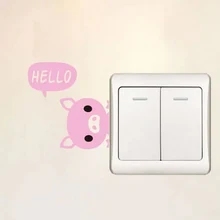

Cute Wallpapers Mini Door Sticker Pink Pig Cartoon Bear Switch Stickers Bedroom Parlor Wall Stickers Home Decoration