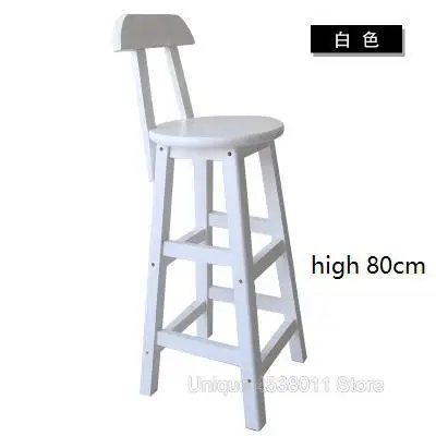 Барный стул из массива дерева спинка высокие табуреты домашний обеденный табурет барный стул современный минималистичный высокий табурет - Цвет: high 80cm