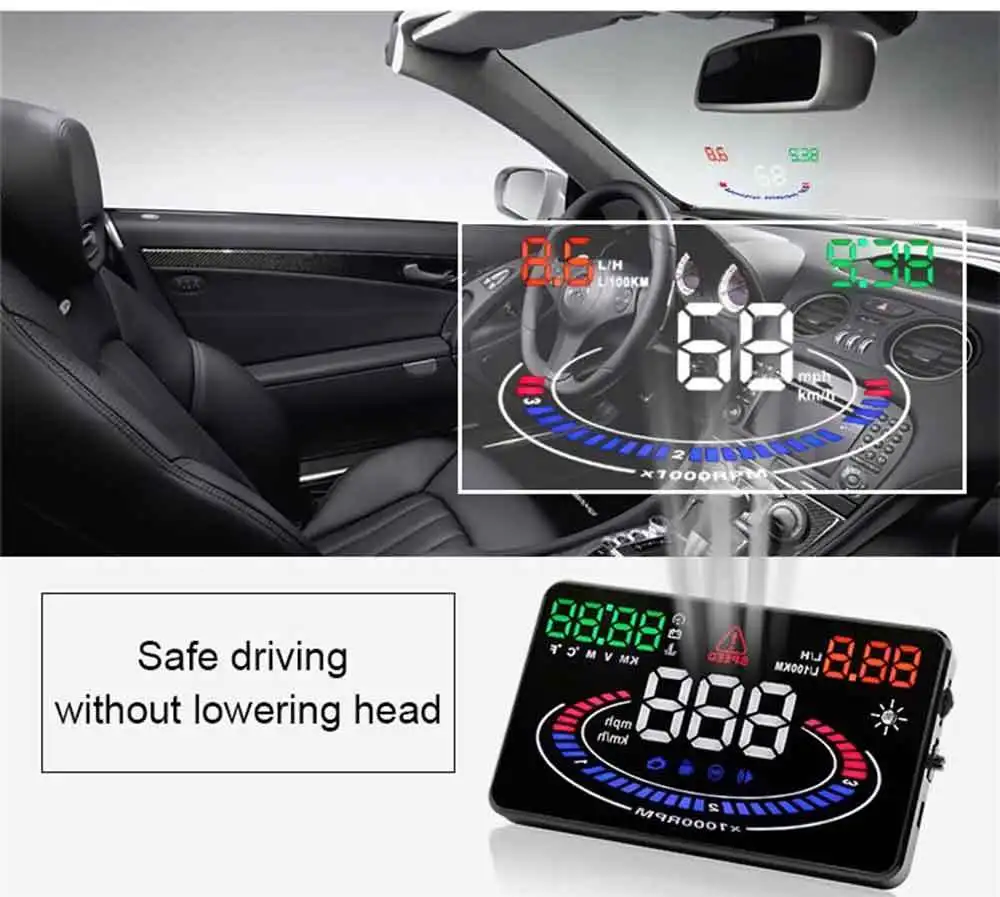 New Multi-function 5.5 Inch HUD Car Head Up Display Auto Projector Over Speed Alarm 2D Vision Reflection OBD2 Interface | Автомобили и