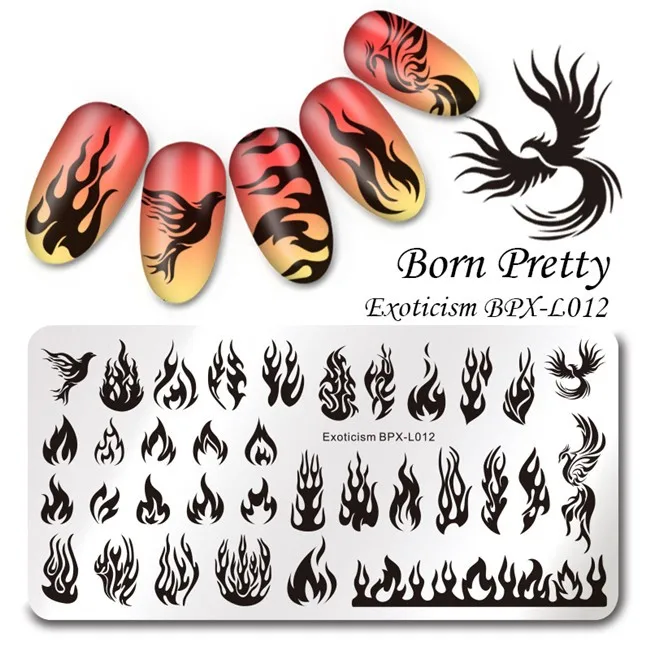 Born pretty 12*6 см Прямоугольник Экзотика Штамповки Шаблона Маникюр Ногтей Искусства Плиты Изображения BPX-L012