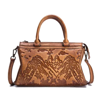 

Women Leather Handbags 2018 New Casual Brown Tote Bags Crossbody Bag TOP-handle Bag