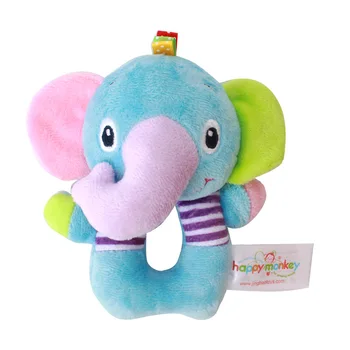 

New cute cartoon animal baby toy O-type rattle early education puzzle plush toy baby round rattle