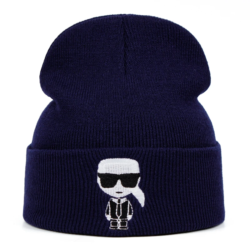 

Designer Karl Beanie Knitted Winter Hat Solid Hip hop Skullies Knitted Hat Cap Costume Accessory Gifts Warm Winter