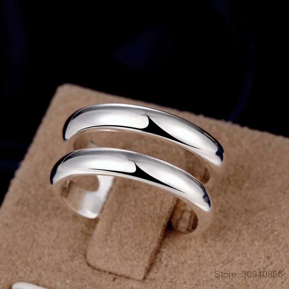 

Latest Hot Unique Ring Sterling 925 Silver Rings Geometric Double Rings For Girl Women Gift Jewelry Free Shipping