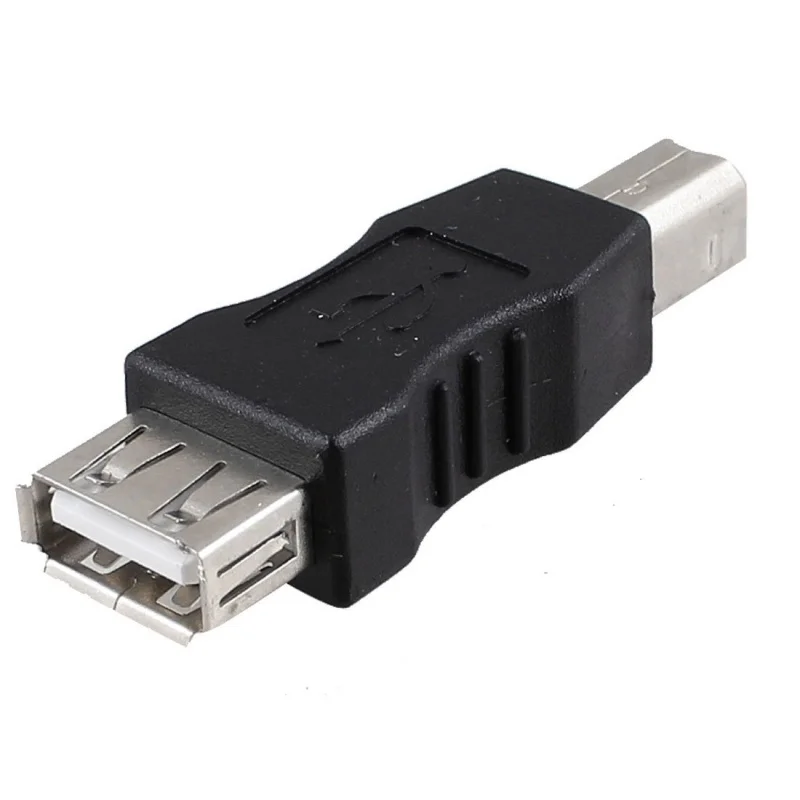 

USB printer adapter type A female - type B male black silver tone