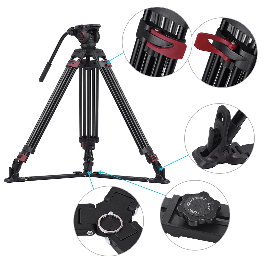 Miliboo MTT609A Профессиональная фотография 3 секции штатив из алюминиевого сплава для
