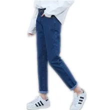 Весенние модные свободные шаровары Woemn джинсы с высокой талией женские мягкие три цвета повседневная женская верхняя одежда джинсы CQ873