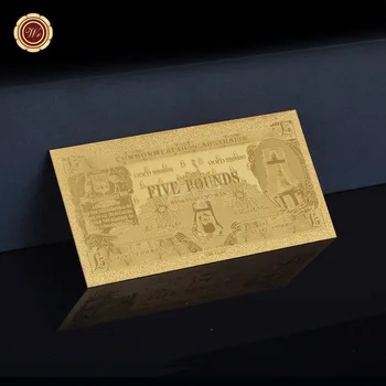 

Golden Gift And Crafts metal Gold Foil Australia Ned Kelly 5 Pound 999 Fine Gold Banknote For Home Decoration Or Christmas Gift