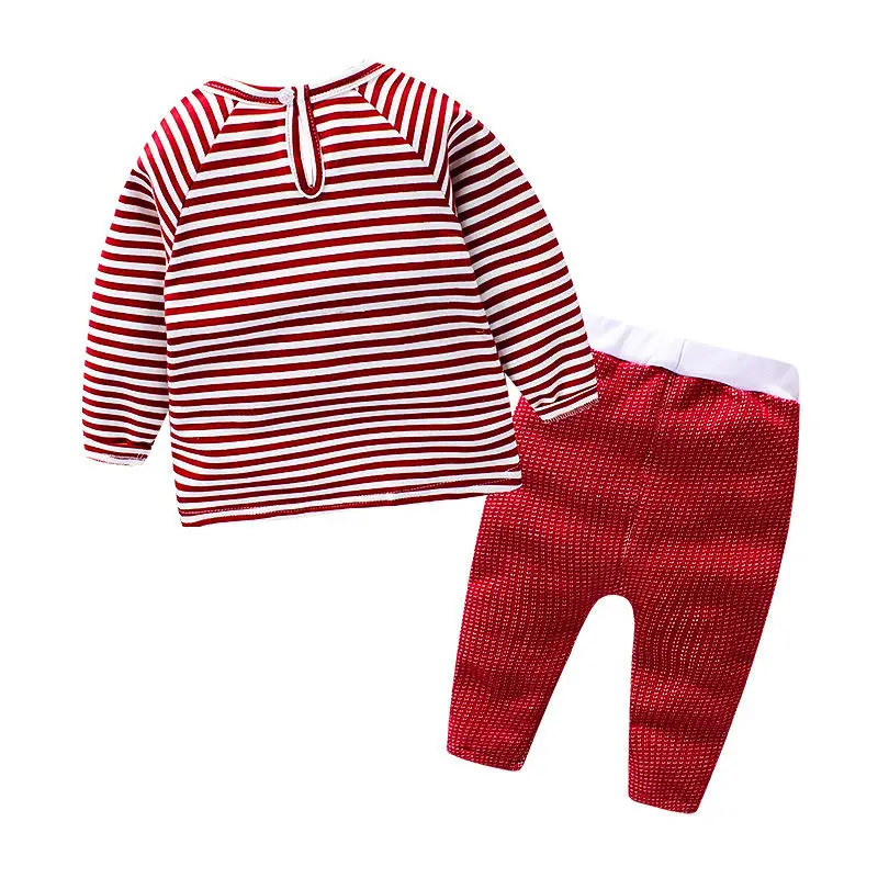 Vimikid Одежда для малышей комплект осень г. новые хлопковые в полоску с длинными рукавами рубашка с круглым вырезом+ однотонные Цвет Повседневные штаны для мужчин детская одежда Костюмы