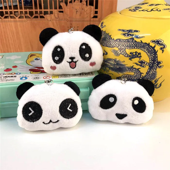 Fashion Panda Emoji Plush Toys Key Chain Ring Pom Bear Keychain Woman Bag Charms Man Car Keyring Wedding Party Trinket Jewelry (24)_