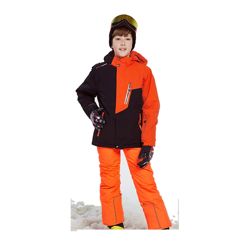 Зимняя новая детская Лыжная одежда Теплая стеганая Детская куртка водонепроницаемая ветрозащитная одежда для мальчиков и девочек, пара лыжных штанов, костюм