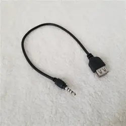 100 шт./лот USB Женский до 3,5 мм внешний аудиоадаптер кабель для автомобиля AUX навигации MP3 gps черный 10 см