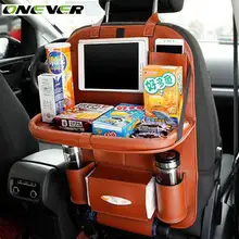 Onever подвесная сумка-Органайзер на заднее сиденье автомобиля Универсальный Авто многокарманный коврик из искусственной кожи держатель для хранения чашек Складная полка