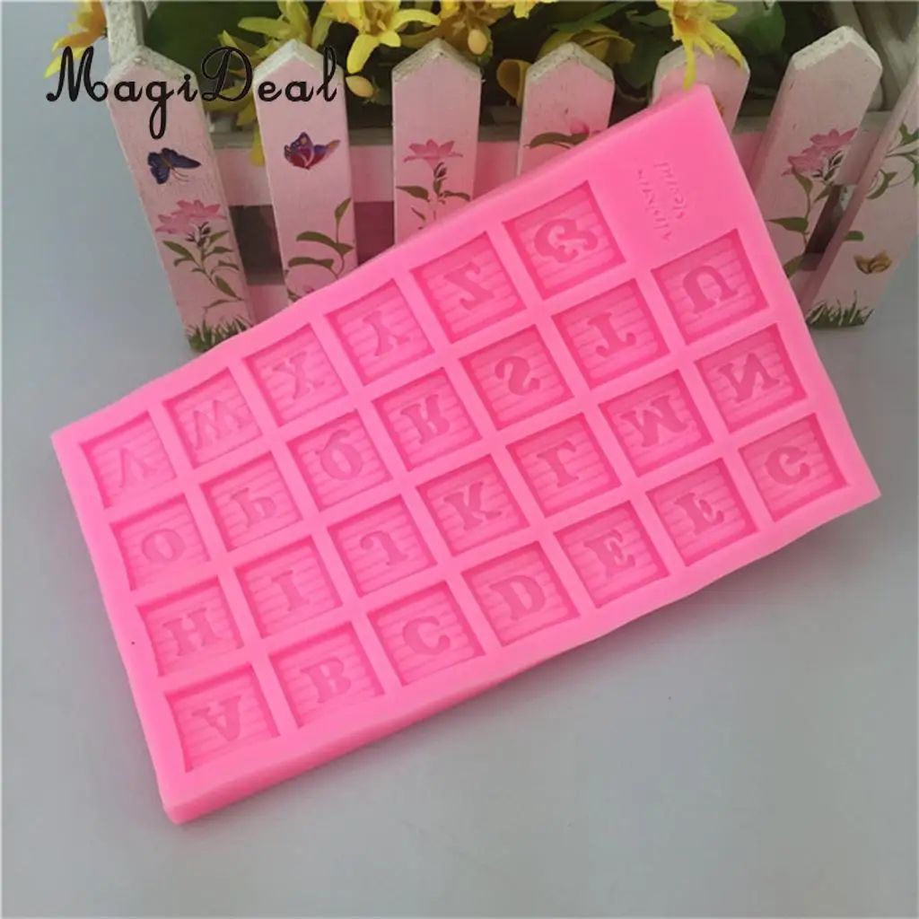 DIY A-Z Alphabet Letters Tiles Mould Silicone Fondant Cake Chocolate Mold