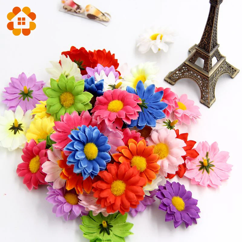 10pcs Small Silk Sunflower Handmake Artificial Flower Head Wedding