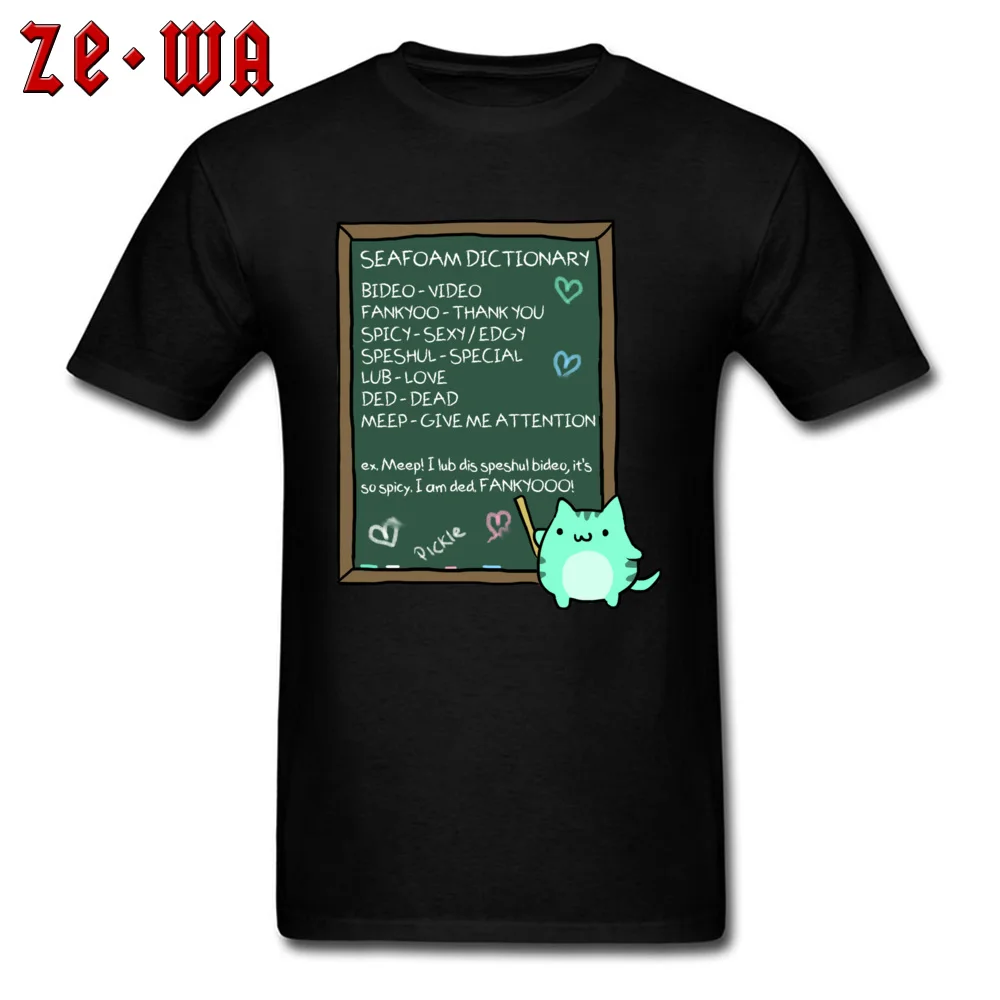 High Quality Men T Shirts Seafoam Dictionary Design Tops & Tees 100% Cotton Fabric Short Sleeve Europe T Shirt Crew Neck Seafoam Dictionary black