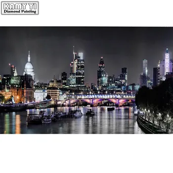 

Diy 5d Diamond Painting Black and White Canvas Prints of London at Night wedding decoration Diamond Mosaic Full Rhinestones LK1