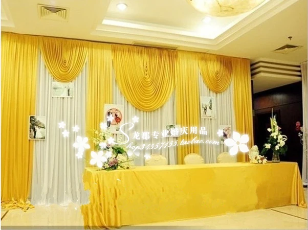 3m 6m Gold And White With Sequin Swags Hot Sale White Wedding