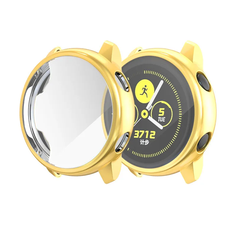 Мягкий ТПУ чехол для часов с защитой от царапин для samsung galaxy watch активная Защитная пленка для мобильного HD полный Чехол, бампер чехол Крышка Аксессуары - Цвет: Gold
