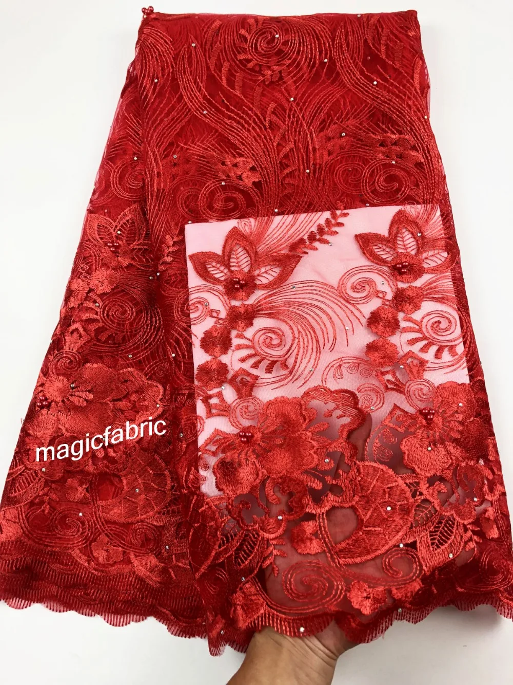 High Quality Imported Wholesale 100%Polyester African Grey Tulle Lace French Net Beads Fabric For Wedding CHY18131 | Дом и сад