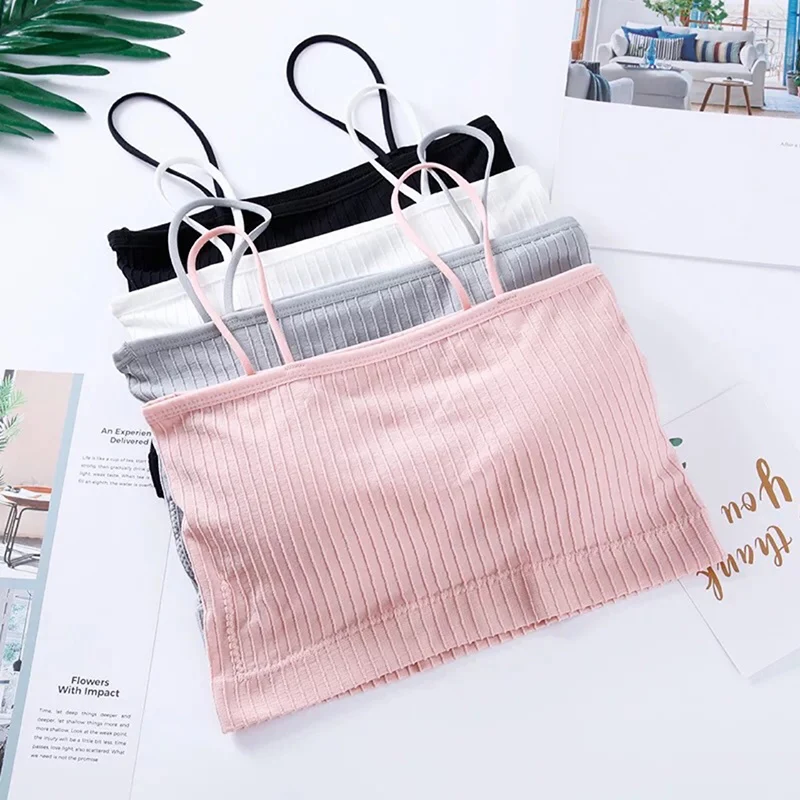 Teenage girl Thin shoulder Sling seamless No trace No rims Yoga Athletic shockproof Wrapped chest underwear Bra
