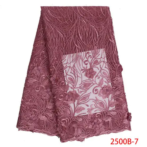 Горячая Роскошная африканская кружевная ткань Высокое качество Тюль французская 3D кружевная ткань французское кружево для свадебного платья APW2500B - Цвет: 2500B-7
