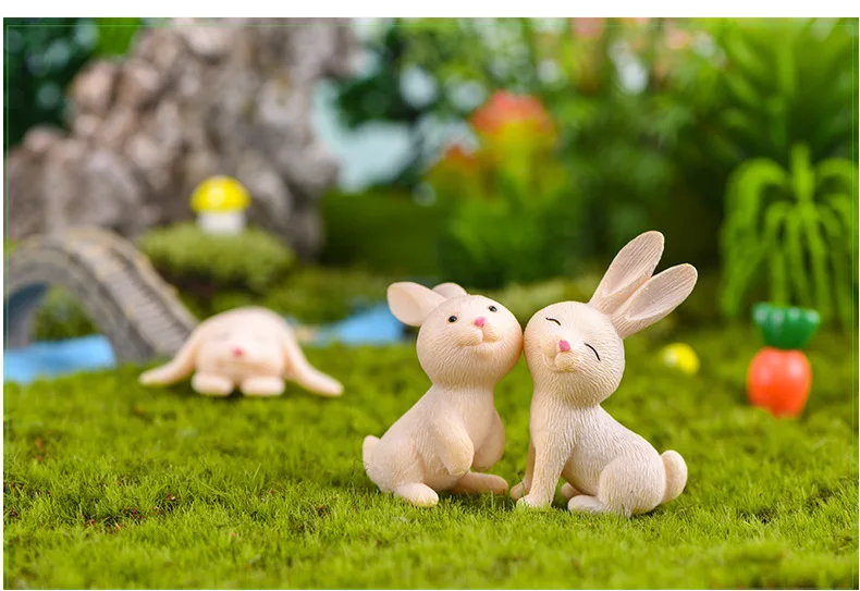 ZOCDOU 1 шт. милый желтый мультфильм кролик улыбается морковка заяц орнамент маленькая Статуэтка маленькая фигурка ремесла милый деко