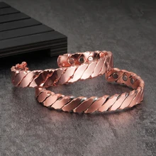 Vinterly – Bracelet en cuivre magnétique pour hommes et femmes, manchette ouverte réglable, arthrite, santé, énergie