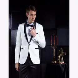 2017 мужские блесток куртка белые мужские костюмы смокинг для жениха terno жениха свадьба ужин Лучшие Мужские костюмы (куртка + брюки + галстук)
