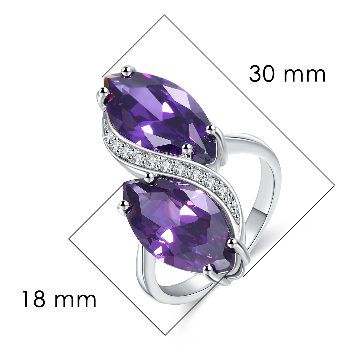 ZHE FAN White Purple Red AAA Cubic Zircon Stone Big Luxury Rings For Women Jewelry Micro Pave Party Gift Statement Ring