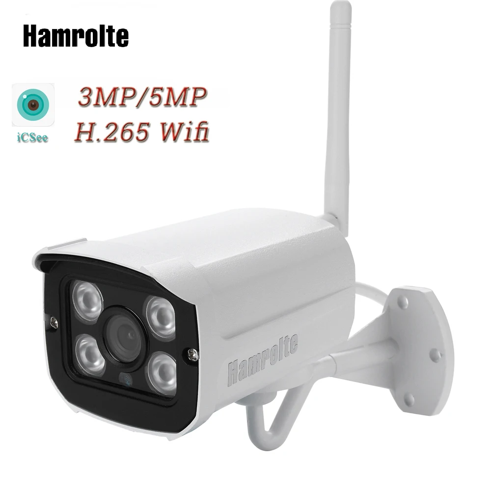 Wi Fi камера Hamrolte HD беспроводная ip 5 Мп H.265 iCSee внешняя водонепроницаемая ночного