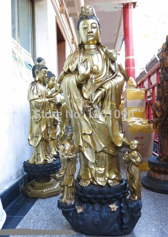 

xd 00169 49" Huge China bronze gild buddha Children-Sending Guanyin Bodhisattva statue