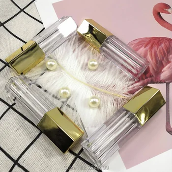

DIY Plastic Lip Gloss Tube Five Sides Empty Lip Gloss Container with Clear Bottle Quality Cosmetic Packaging Container 40pcs/Lot