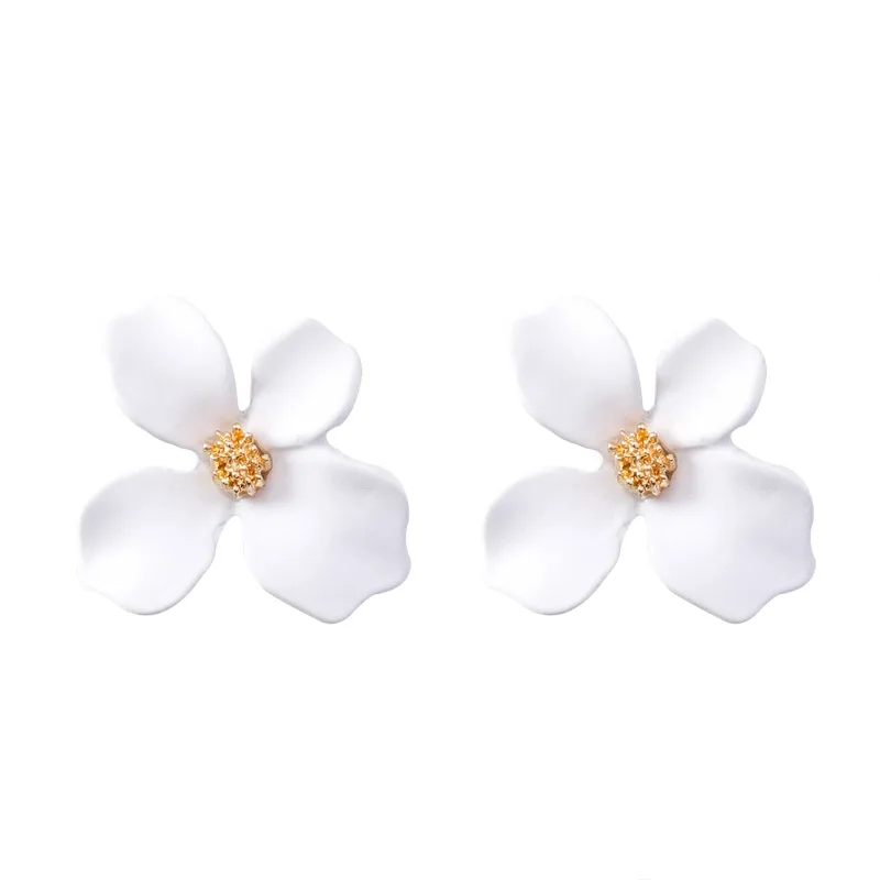 

Bohemian Enamel Flower Big Stud Earrings For Elegant Women Fashion Statement Earrings 5 colours Party Wedding Chic Jewelry Gift