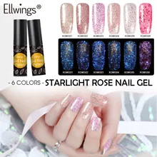 Ellwings 6 цветов Starlight гель лак для Ногтей Сияющий розовый блеск UV гель Светящиеся в темноте гель световой Гибридный гель Лаки