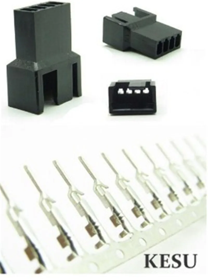 

High quality 4 Pin 4pin PWM Fan Female connector with male terminal Pins - Black
