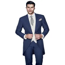 Men’s suits,Arrive quality A Button The Groom Dress Perfect Wedding Groomsman Long Suit custom(jacket + Pants + Vest)
