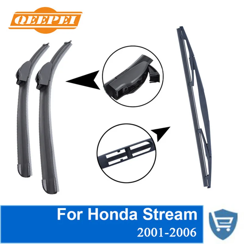 

QEEPEI Front and Rear Wiper Blade no Arm For Honda Stream 2001-2006 High quality Natural Rubber windscreen 24''+14''