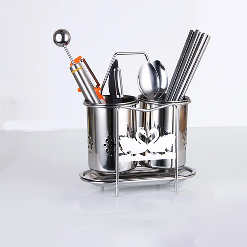 Hanging stainless steel chopstick cages reinforced spoons holder forks rack kitchen cutting board shelves cutlery organizer