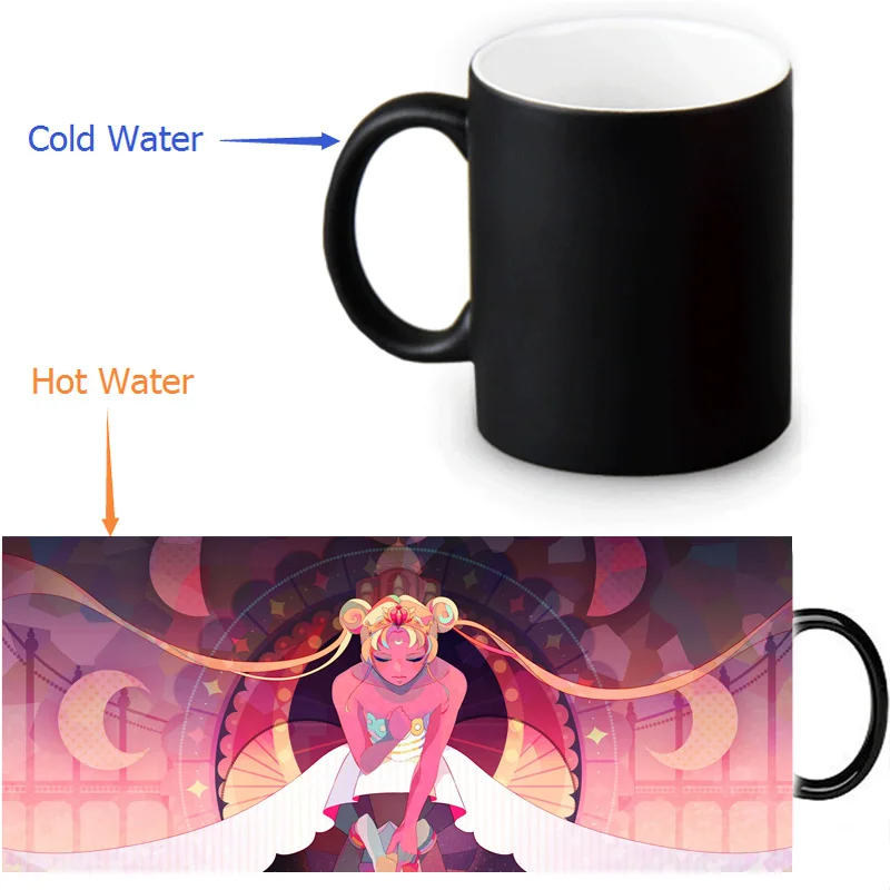 

Free shipping Sailor Moon Mug Color change Ceramice Morph Mug/ Heat Sensitive Pixel Morphing Mugs 300ml