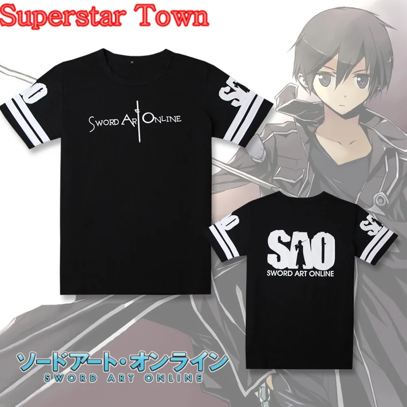 Japan Anime Sword Art Online Black T-shirt dress for Unisex cosplay clothes