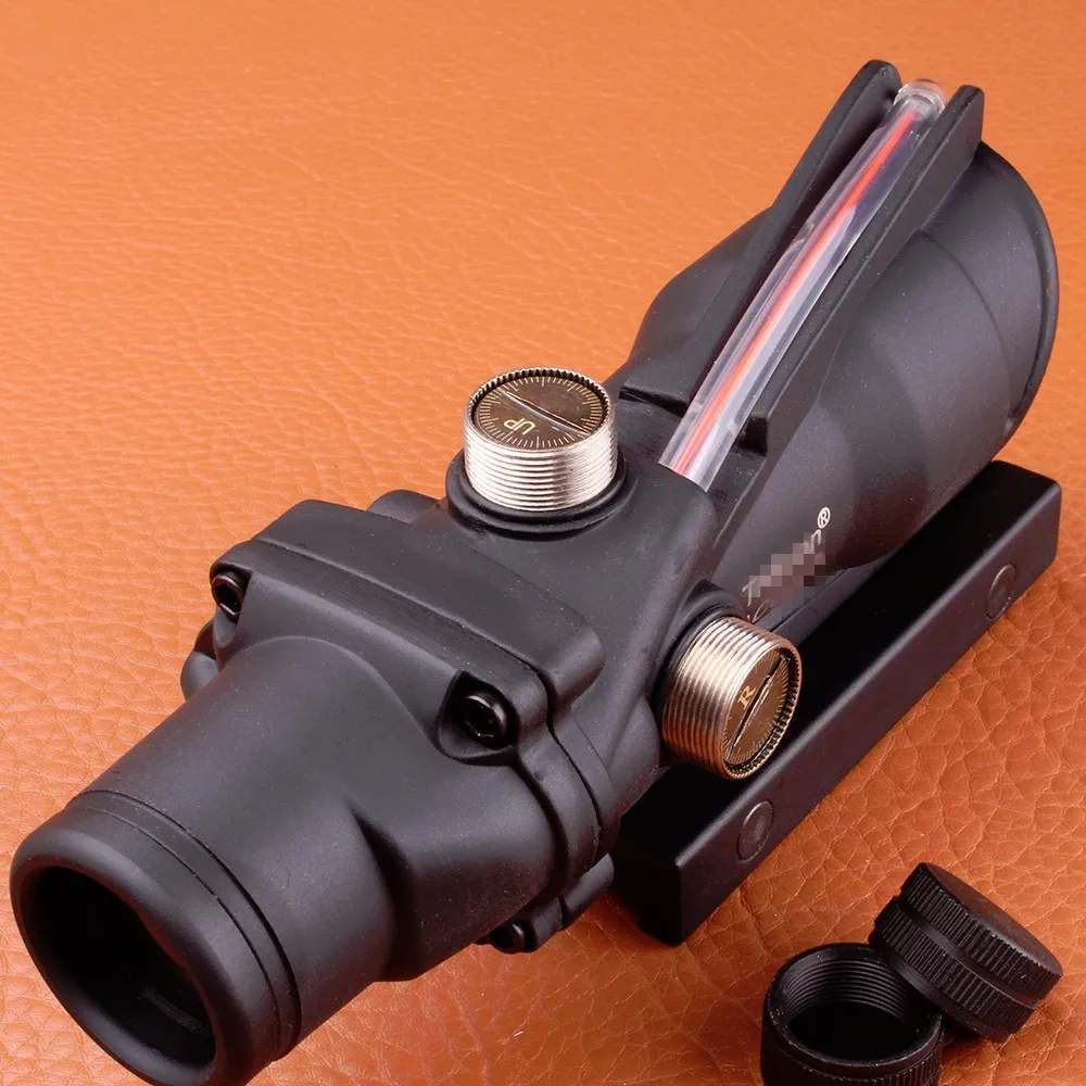 Hunting ACOG 4X32 SCOPE Fiber Source Red Green Orange Illuminated Scope Black Tan Color Tactical Riflescope