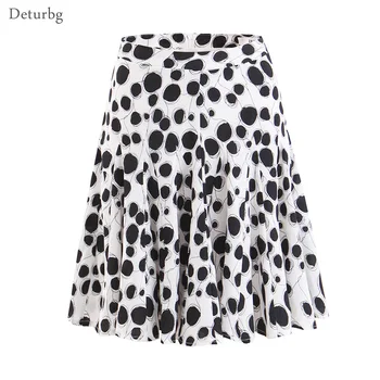 

Women's Fashion Dot Print Short Skirt Ladies Casual Korean High Waist Ruffled Pleated White Mini Skirts 2019 Autumn Faldas SK393
