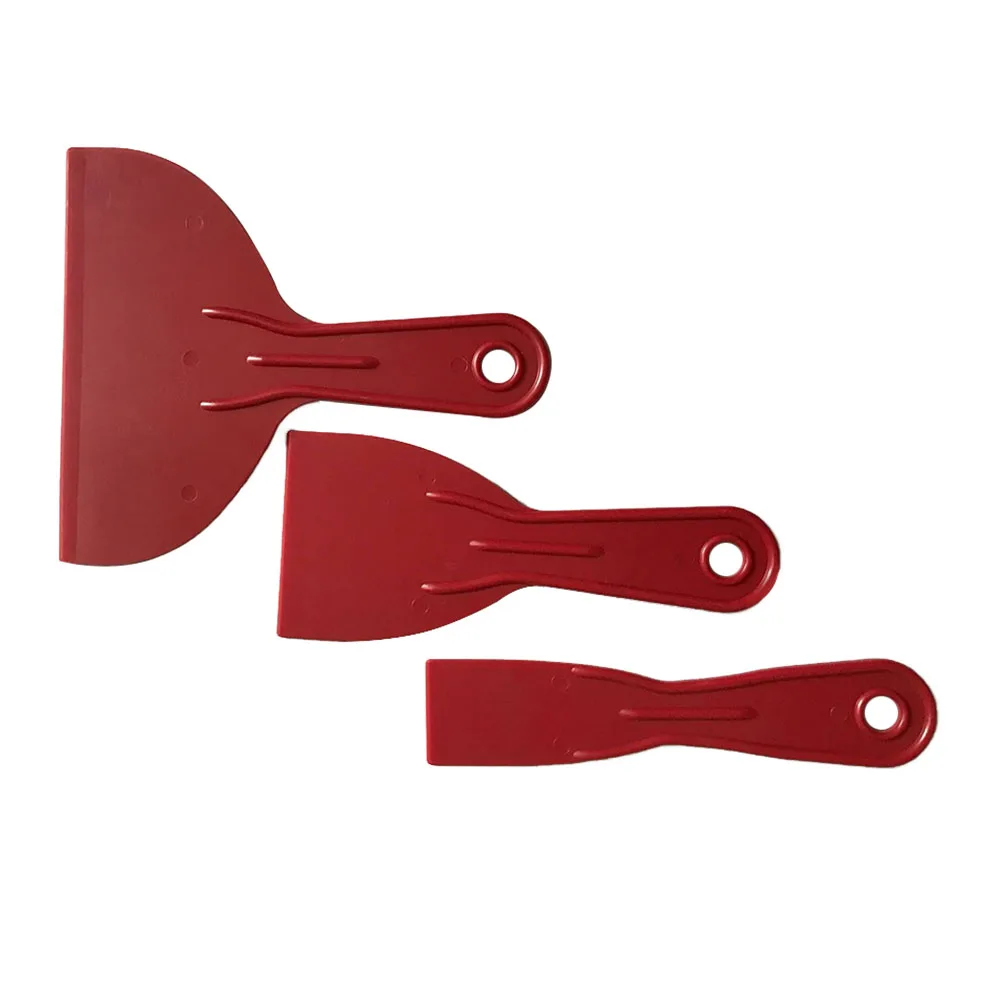  3pcs Durable Wall Job Done Construction Reusable Red Floor Scraper Set Spatula Putty Hand Tools Hom