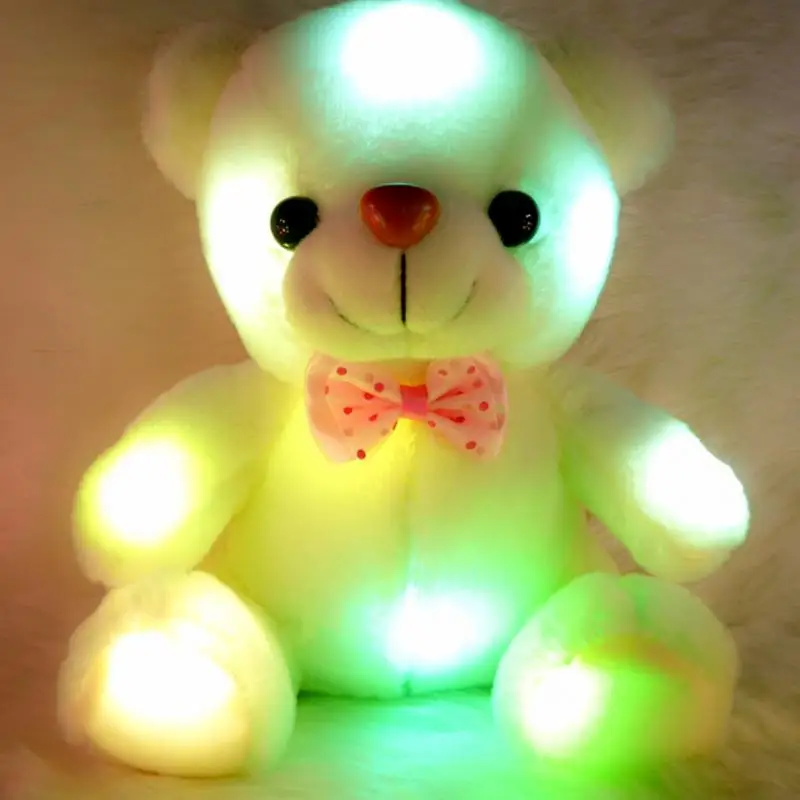 

20cm Colorful LED Flash Light Bear Doll Plush Stuffed Toys Size Bear Gift For Children Christmas Gift Stuffed & Plush