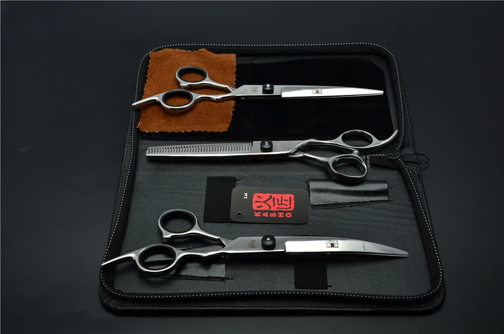 

3Pcs Suit 6'' 17.5cm JP Kasho Professional Hair Hairdressing Scissors Cutting Shears+ Thinning Scissor +Down Curved Shears H3001