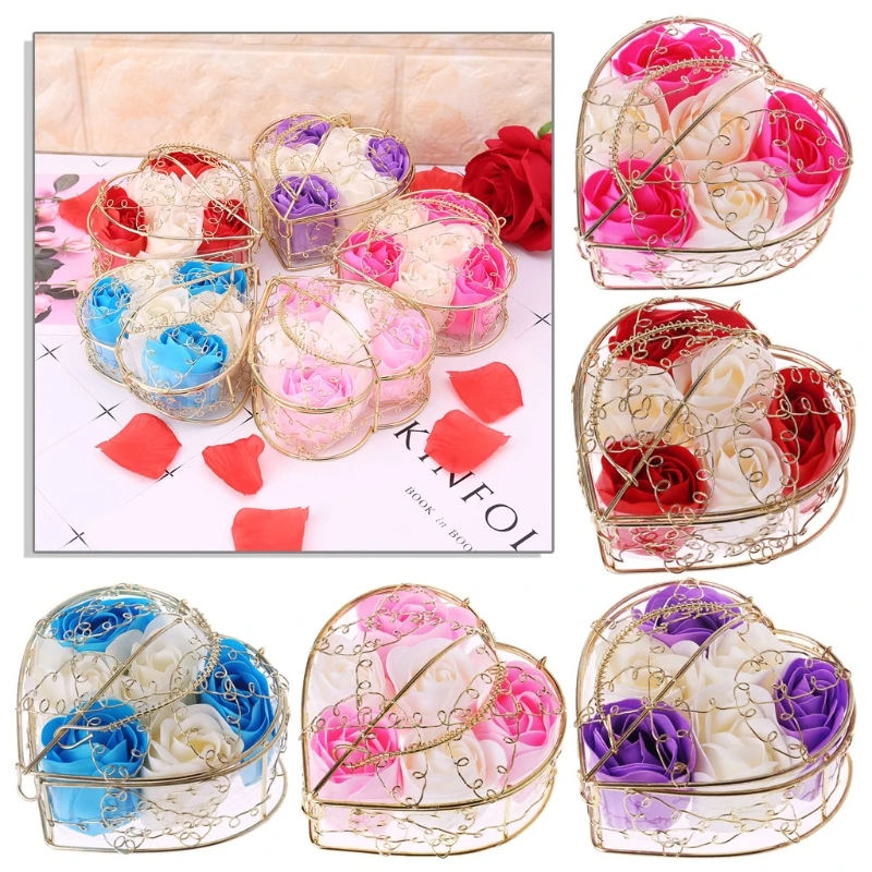 

6Pcs Scented Rose Flower Petal Bathing Body Soap Wedding Party Decor With Box