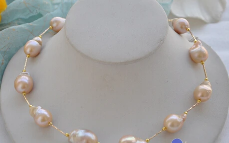 

bjc 0002338 PINK baroque KESHI REBORN PEARL GOLDEN NECKLACE (C0309)