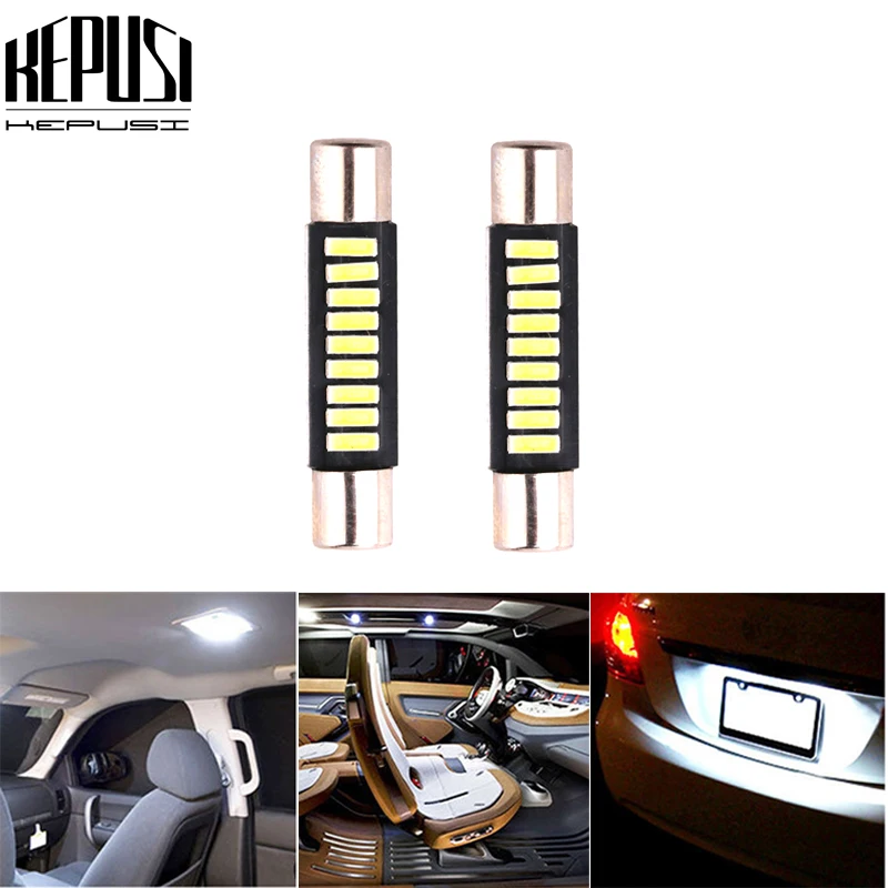 2x White 28mm 31mm 4014 9SMD Fuse Vanity Mirror Light Bulb Festoon 6614